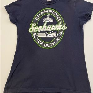 Seahawks 48 Super Bowl girls small tee shirt